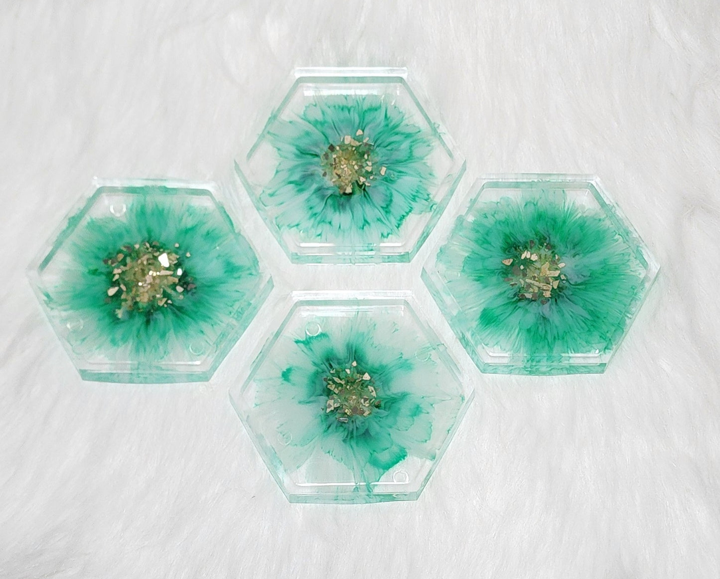 Clear Hexagon Set of 4 Coasters